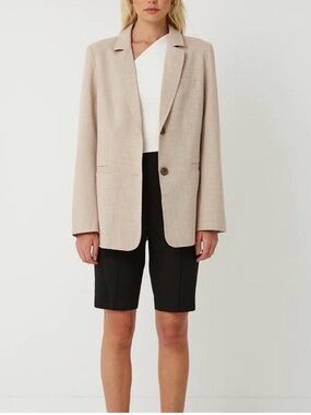 FRIEND OF AUDREY Womens Beige Single-Breasted Blazer